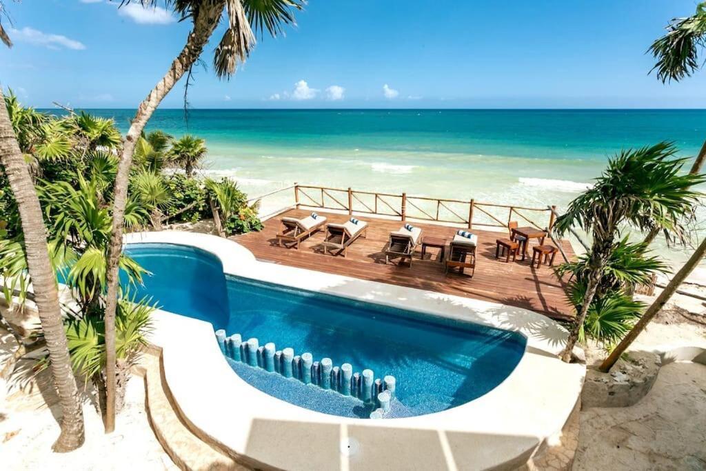 Luxury 5-Br Beachfront Home In Tulum Casa Sofia Gato Extérieur photo